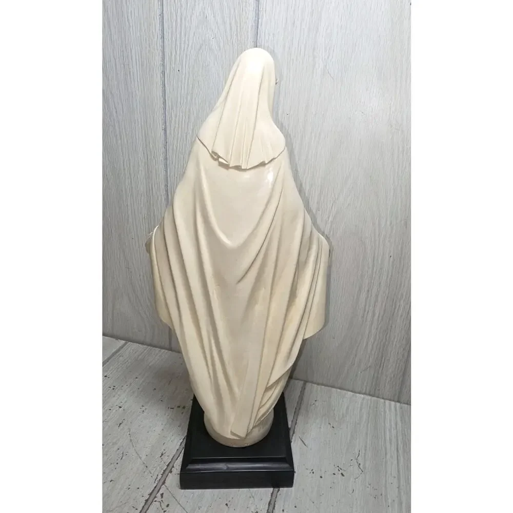 Vtg Bianchi Statue Virgin Mary Our Lady Madonna Wood Base Open Arms Italy